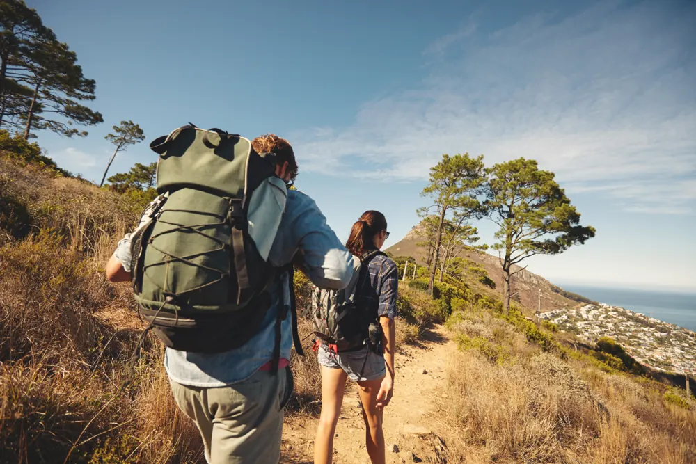 Hikers on a mountain trail