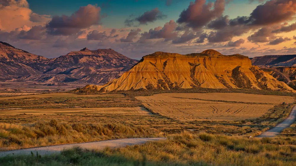 Hikers in warm evening light